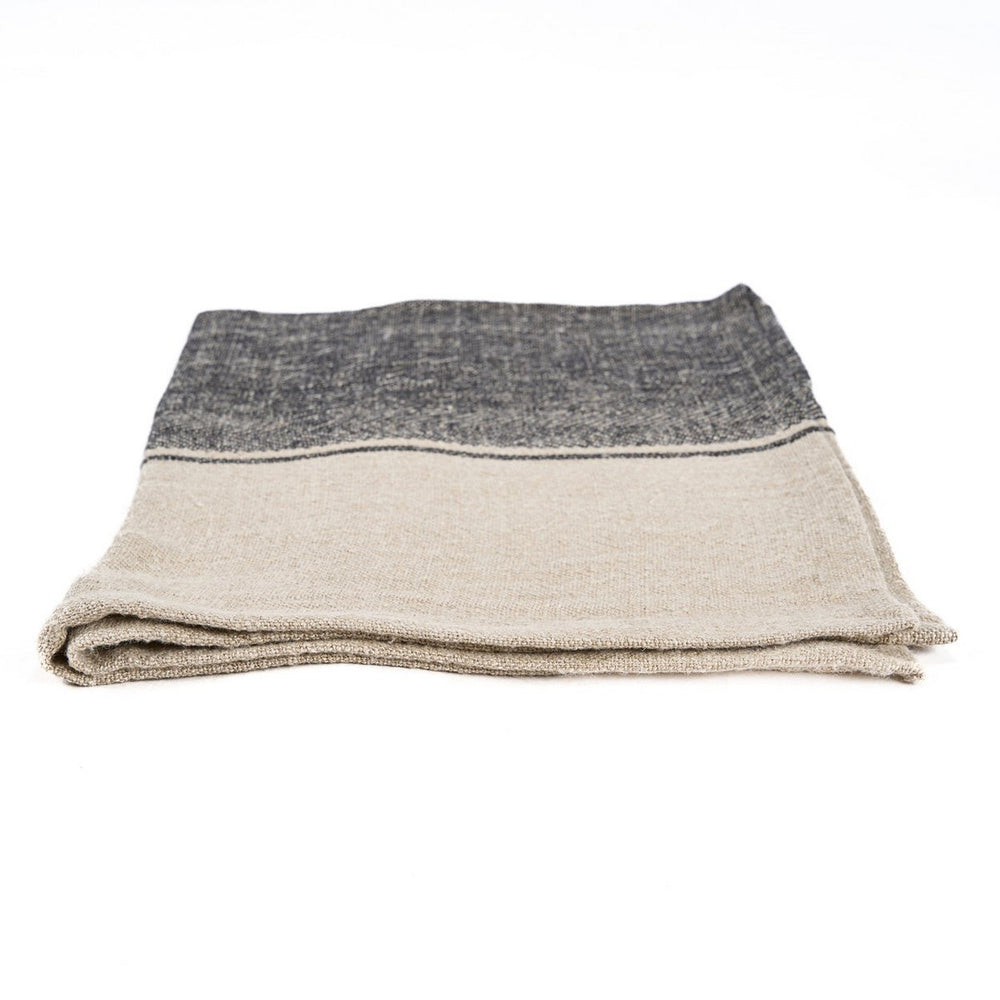 Natural black linen kitchen towel
