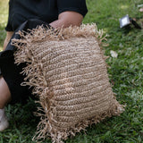 Raffia Dekokissen Gandi – Handgefertigtes Boho Sofakissen mit Füllung