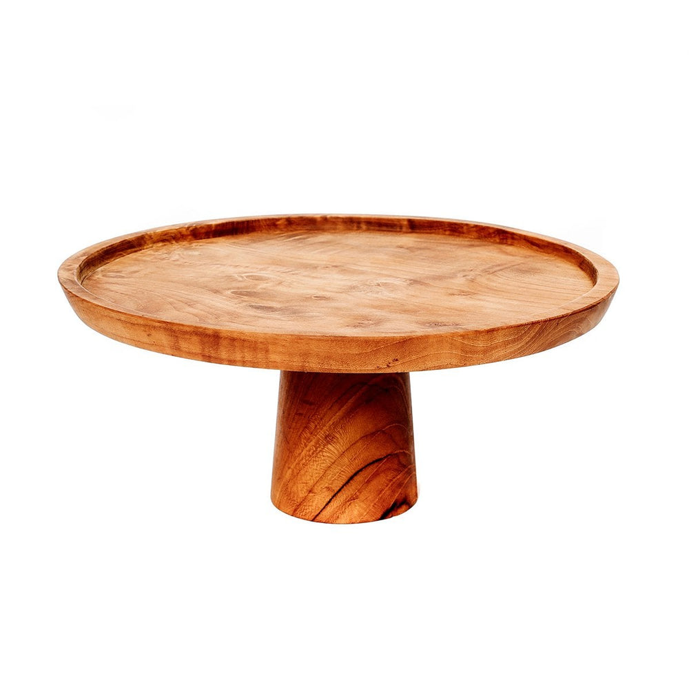 Brown teak wood cake stand