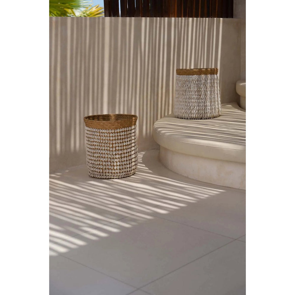 Pandan basket with shell embellishments
