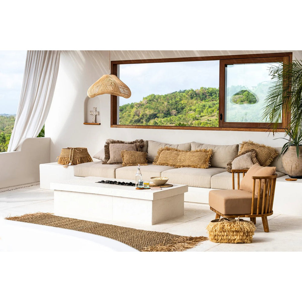 Natural raffia rectangular cushion cover
