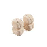 Hand-carved sandstone salt and pepper shakers set