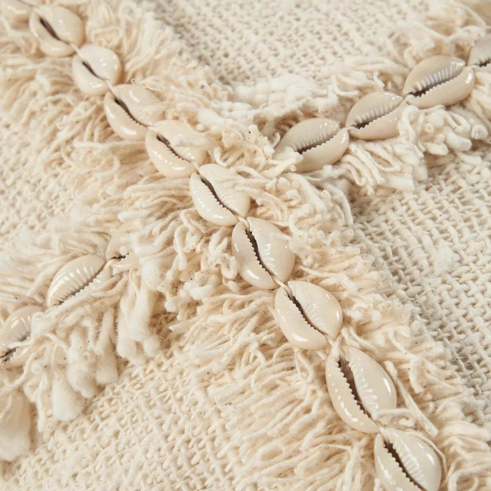 Natural cotton cushion cover with travel-inspired pattern