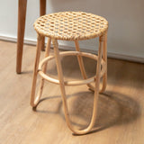 Natural rattan stool with woven seating surface