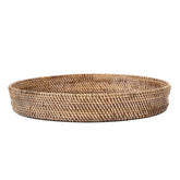 Natural brown handwoven rattan tray