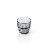 Smoky grey faceted glass tumbler