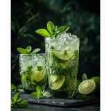 Green frosted glass water glass with embossed palm trees