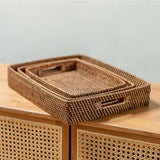Rattan Serviertablett Amahai Braun – Handgefertigtes Dekotablett in 3 Größen
