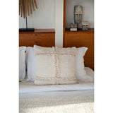 Natural cotton cushion cover with travel-inspired pattern