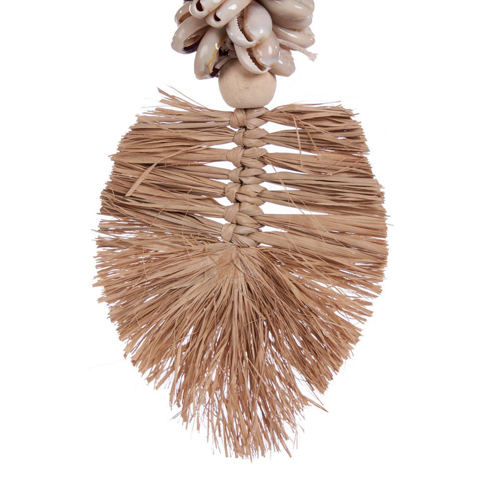 Brown woven grass leaf keychain