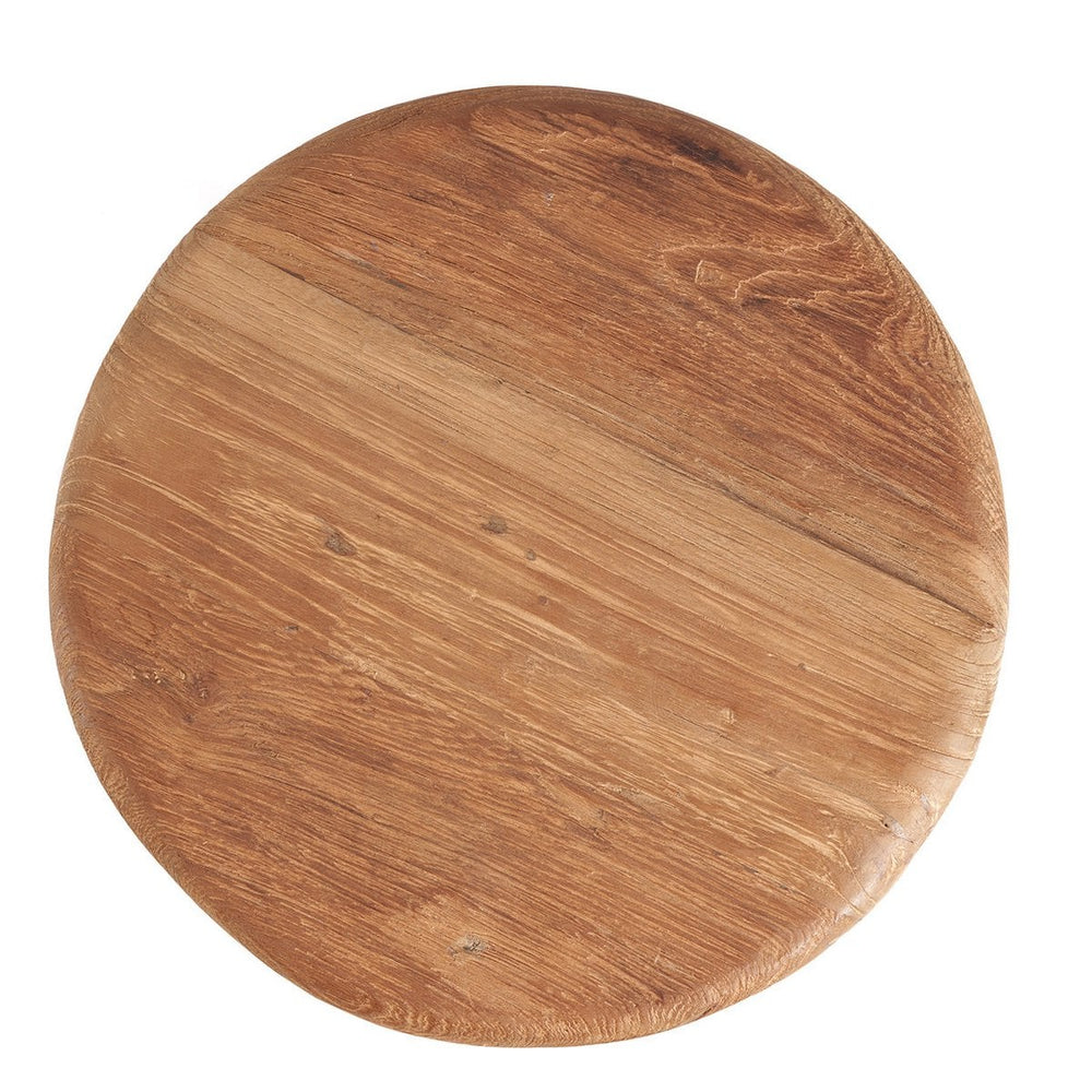Beige reclaimed teak wood outdoor bar stool