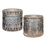 Smoked glass decorative jars set of two