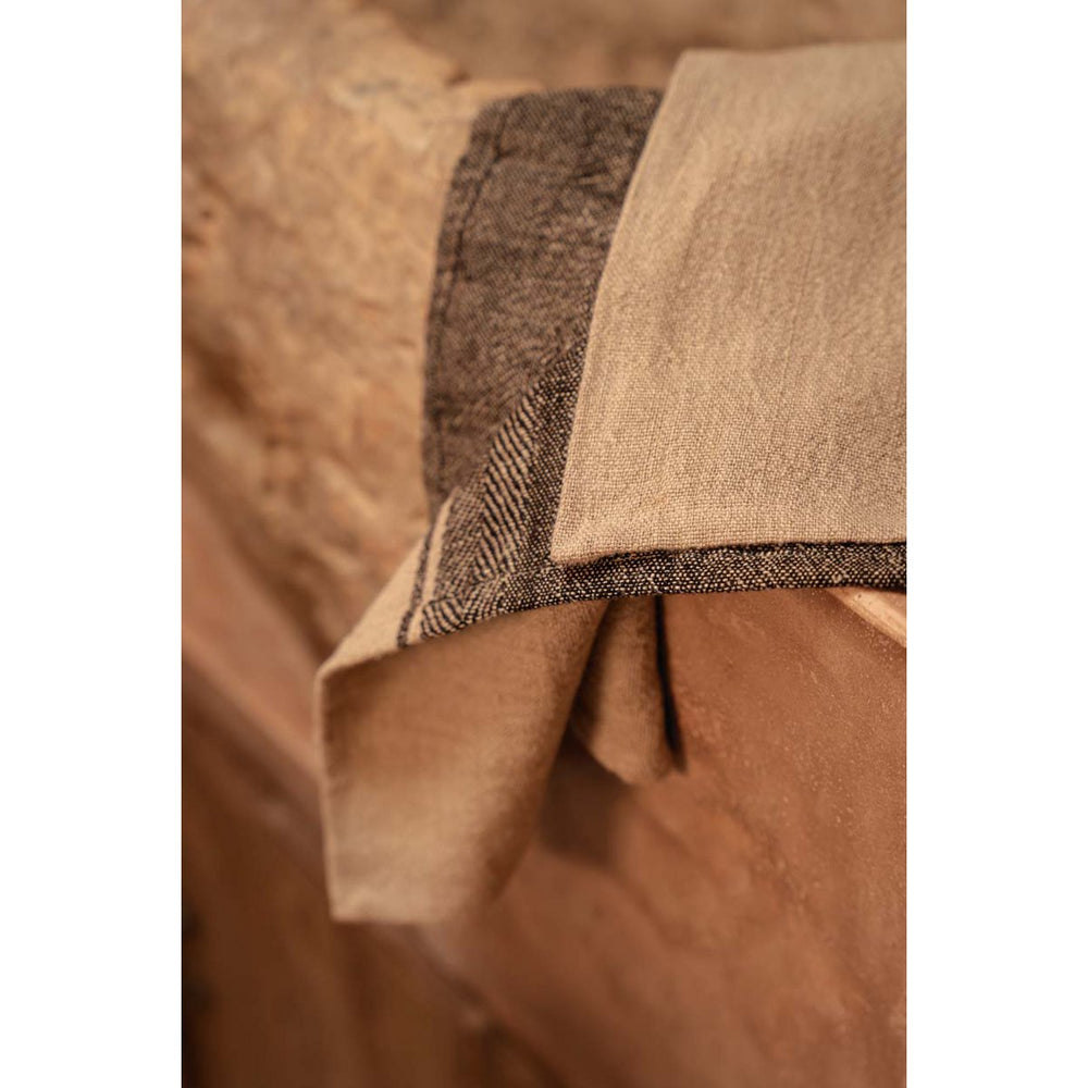 Natural black linen kitchen towel