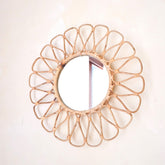 Kleiner Rattan Wandspiegel 38 cm – Handgefertigter Boho Spiegel Danau