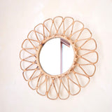 Kleiner Rattan Wandspiegel 38 cm – Handgefertigter Boho Spiegel Danau