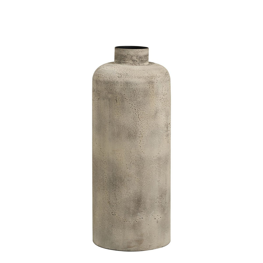 Antique beige metal decorative floor pot