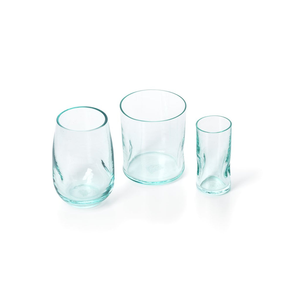 Blue-green recycled glass shot glass