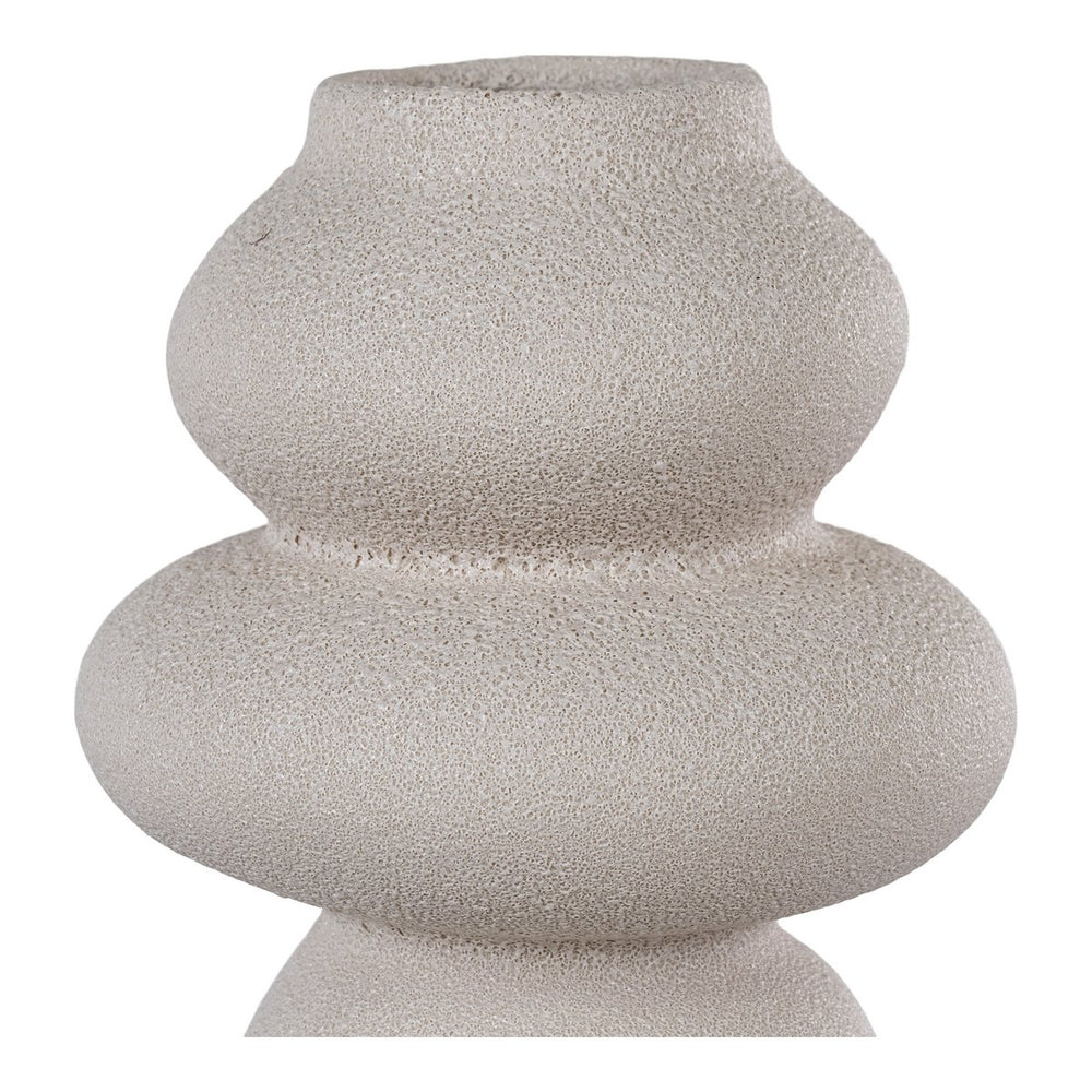 Beige stoneware sculptural vase