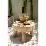 Brown teak wood round plate