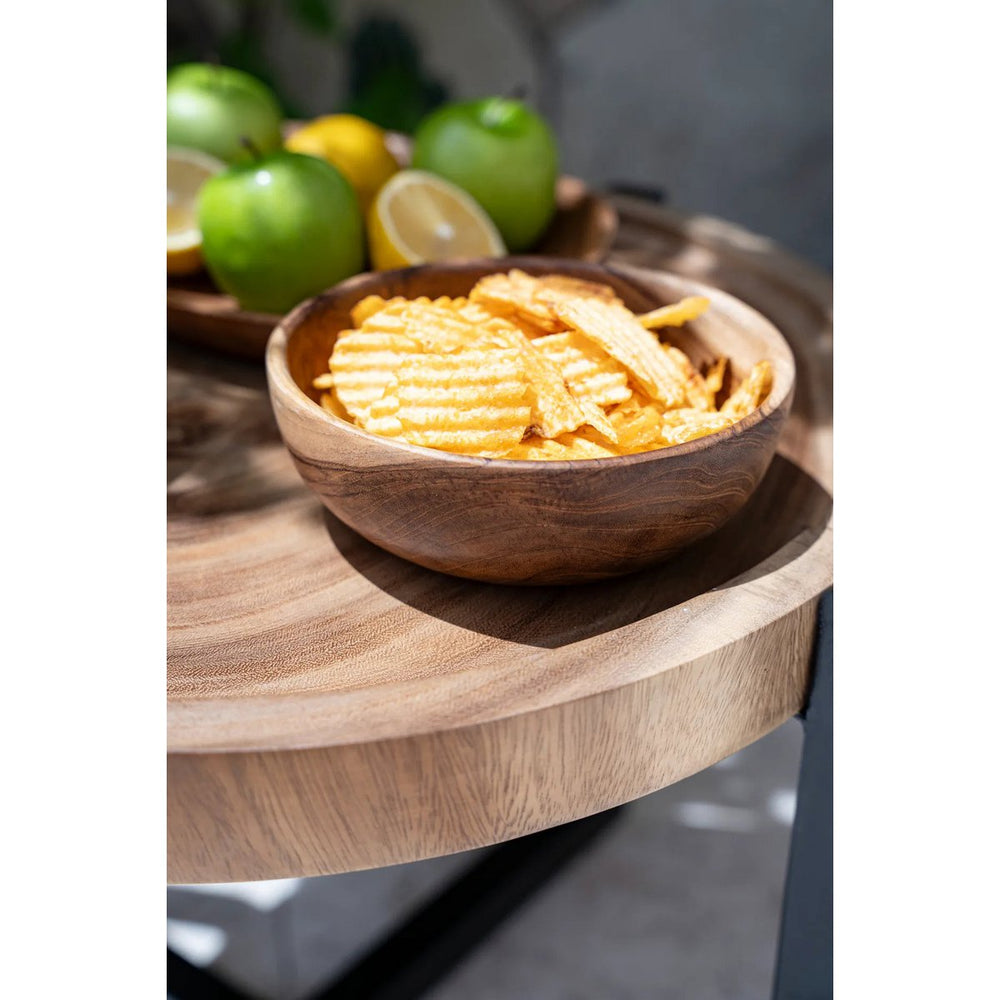 Brown teak wood snack bowl