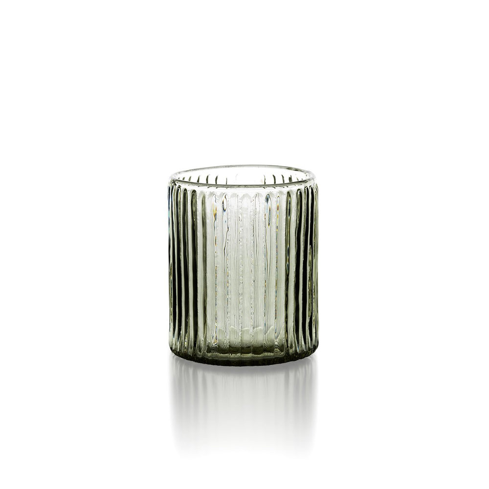 Charcoal ribbed glass tumbler