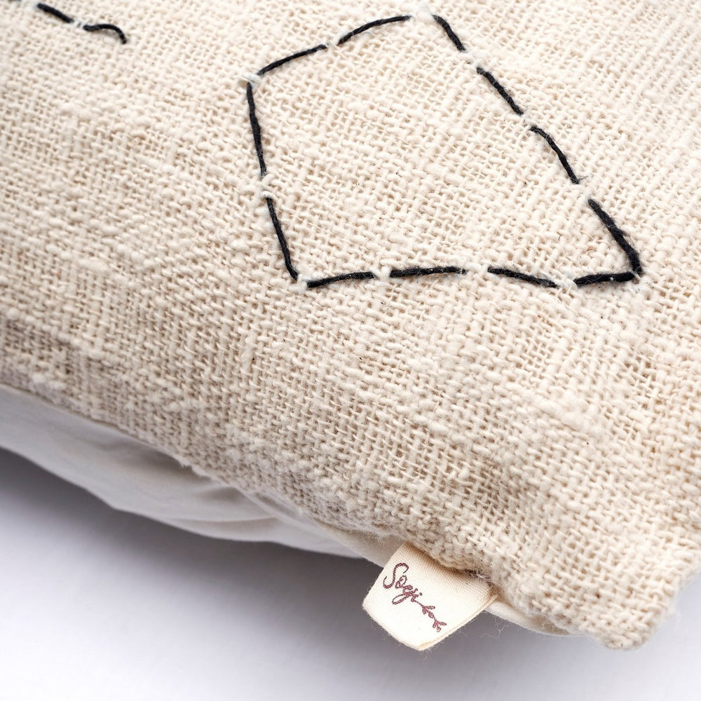 Black embroidered cotton cushion cover