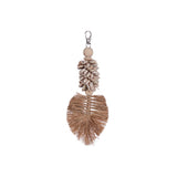 Brown woven grass leaf keychain