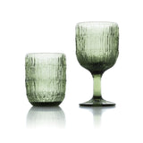 Green ripple glass wine glass