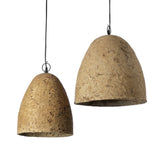 Brown papier-mâché pendant lamp with rounded silhouette