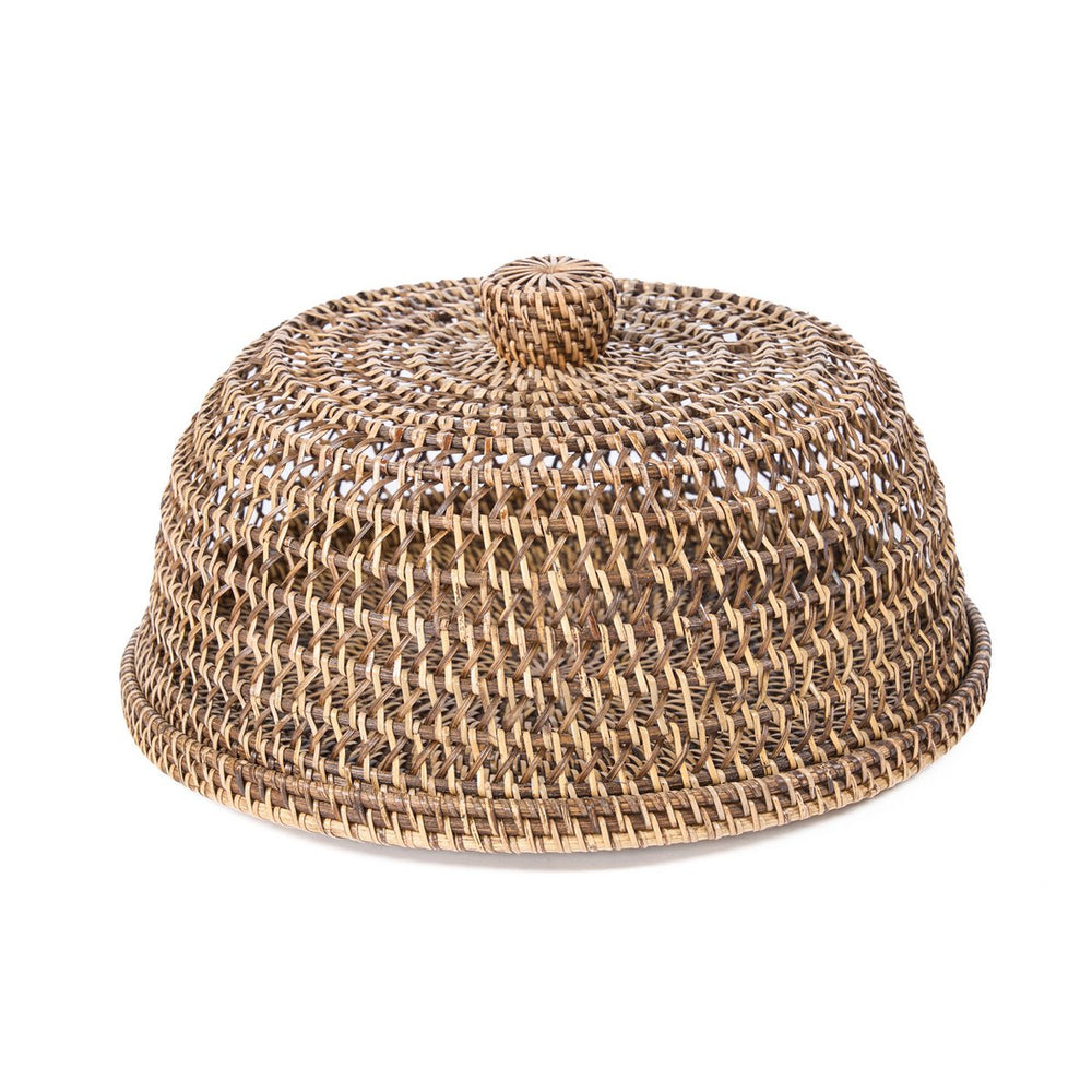 Brown woven rattan food cover