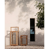 Teak wood rectangular lantern with carrying handle