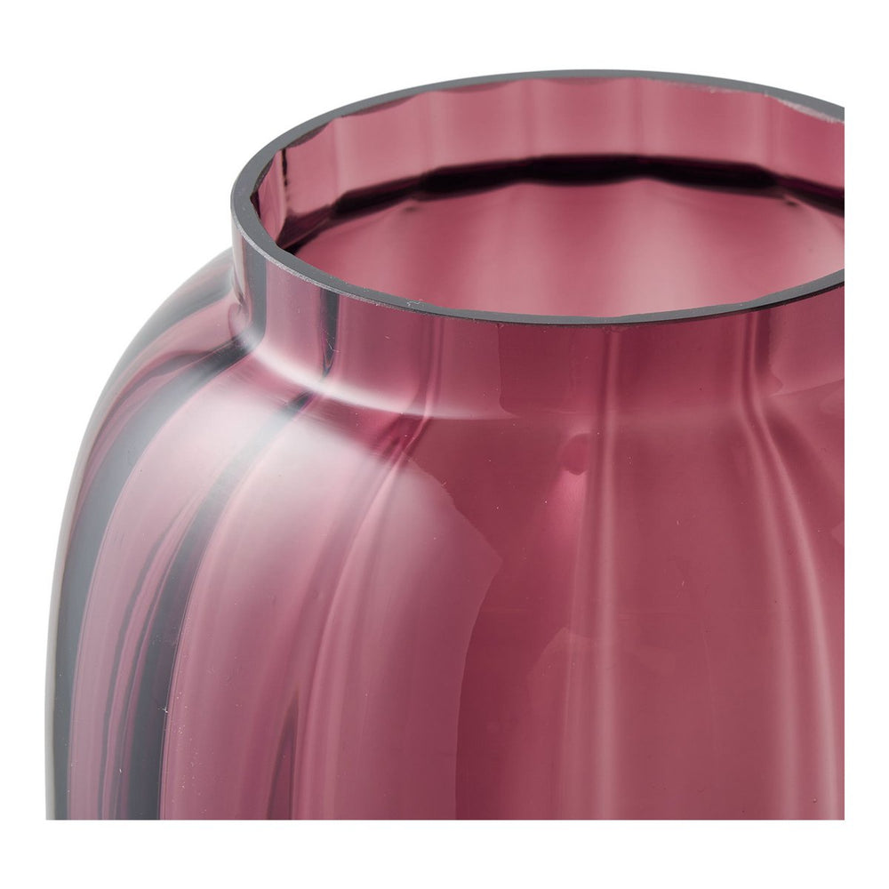 Smoked red mouth-blown glass vase