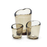 Charcoal lava glass candle holder