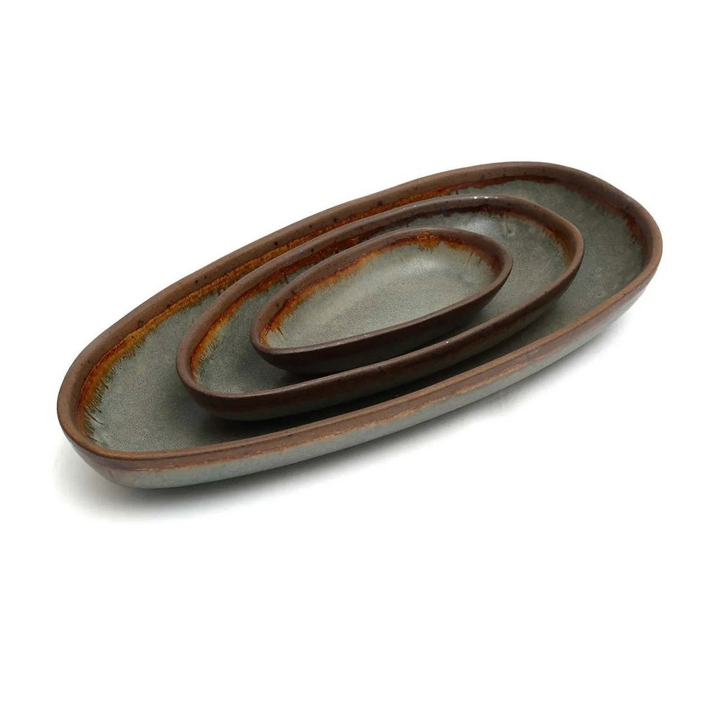 Grey stoneware serving platter