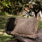 Raffia Dekokissen Gandi – Handgefertigtes Boho Sofakissen mit Füllung