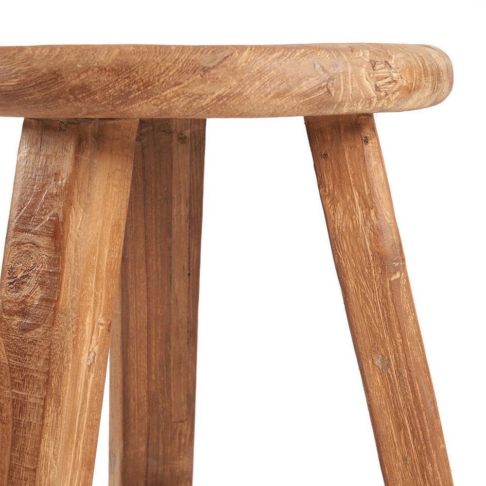 Beige reclaimed teak wood outdoor bar stool