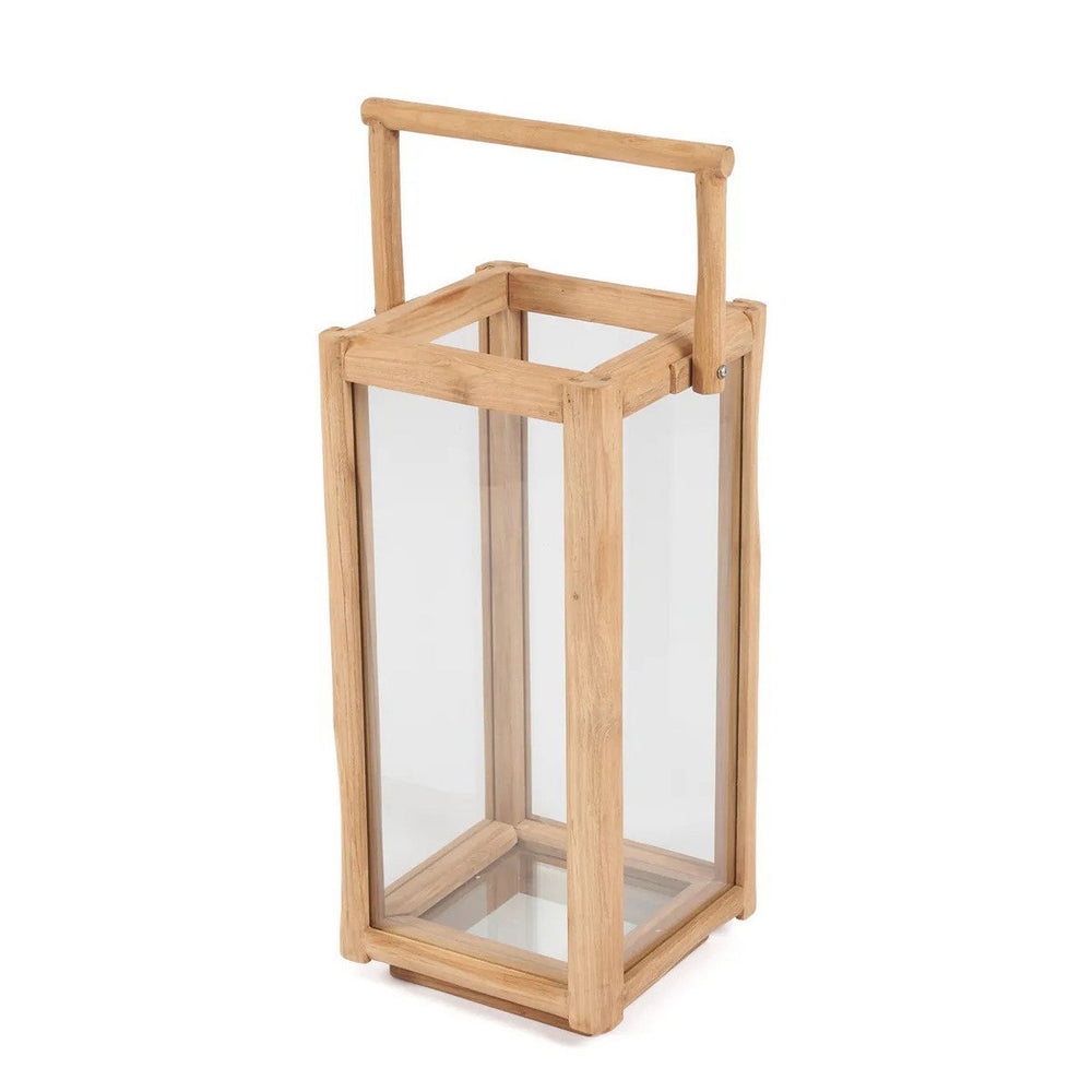 Reclaimed teak wood rectangular lantern