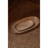 White stoneware oval plate with gold accent