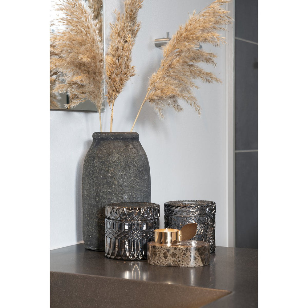 Smoked glass decorative jars set of two