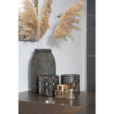 Smoked glass decorative jars set of two