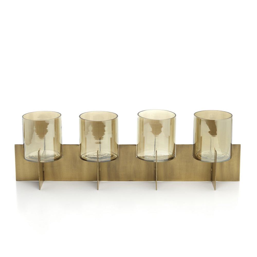 Gold brass 4-arm candle holder