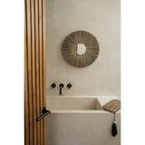 Natural grass framed round mirror