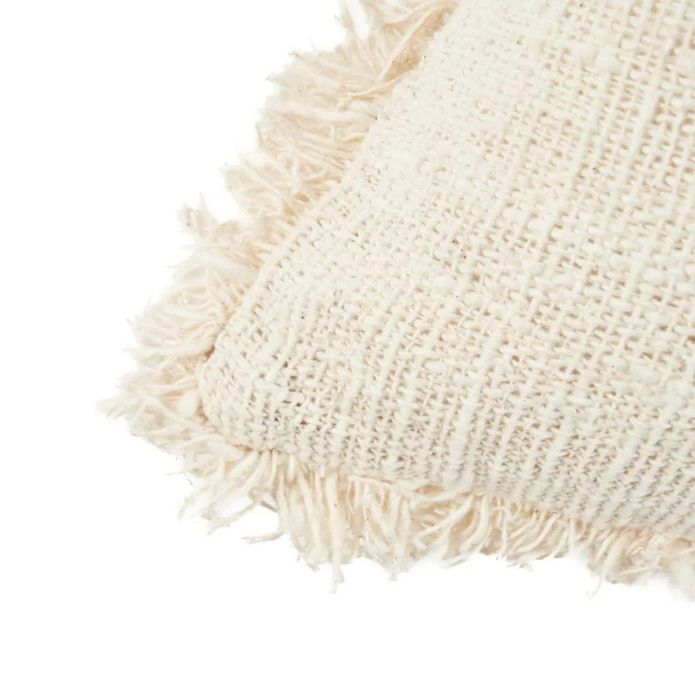 Black woven cotton cushion cover with palm leaf design