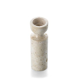 Beige travertine hourglass candle holder