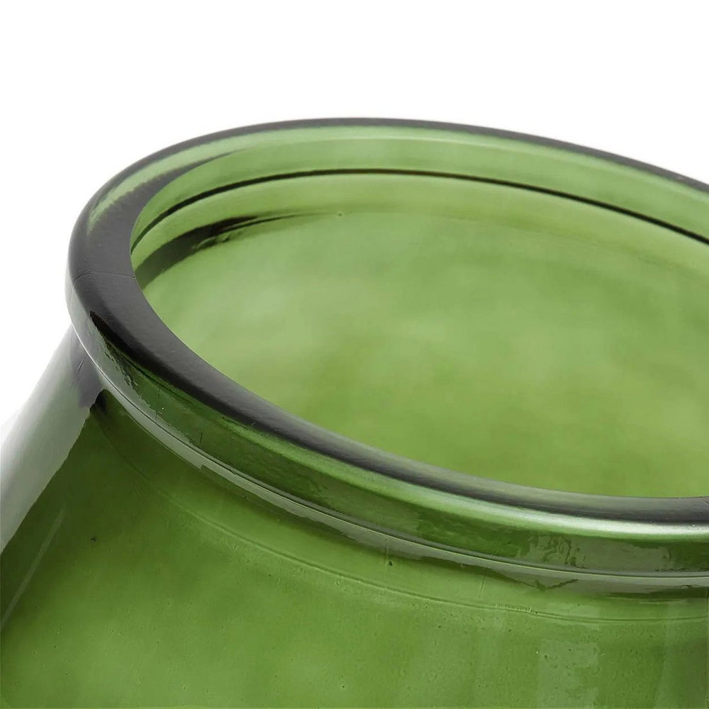 Green recycled glass vase