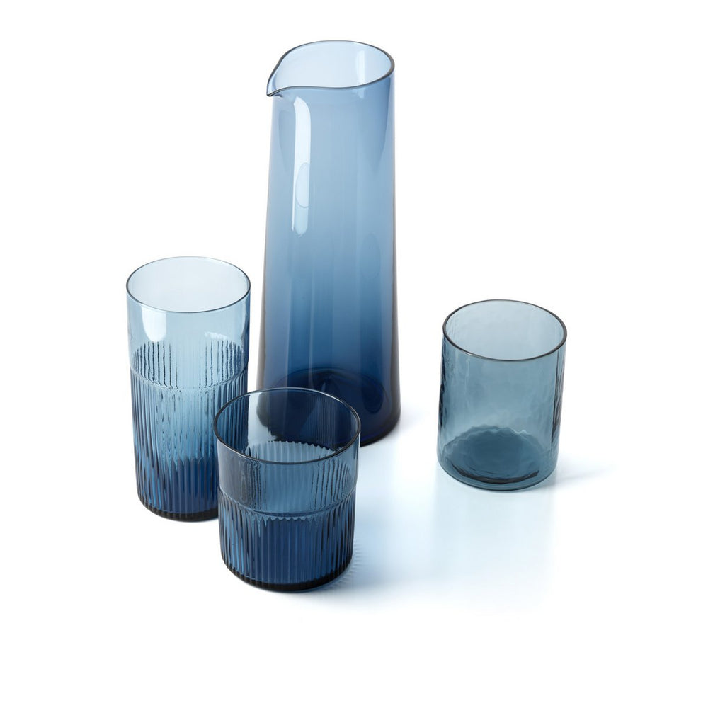 Blue glass water carafe