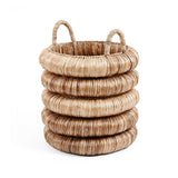 Beige woven seagrass basket with handles