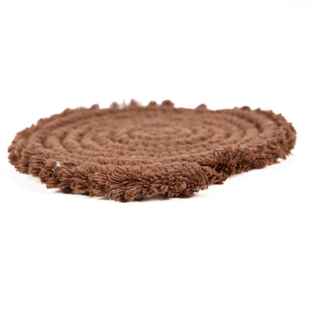 Dark brown woven cotton coaster