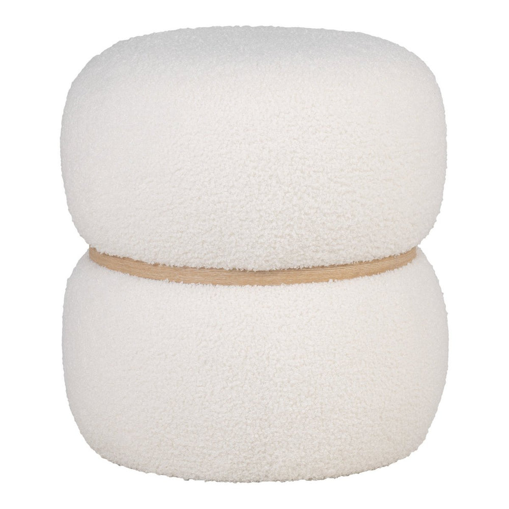 White teddy fabric pouf