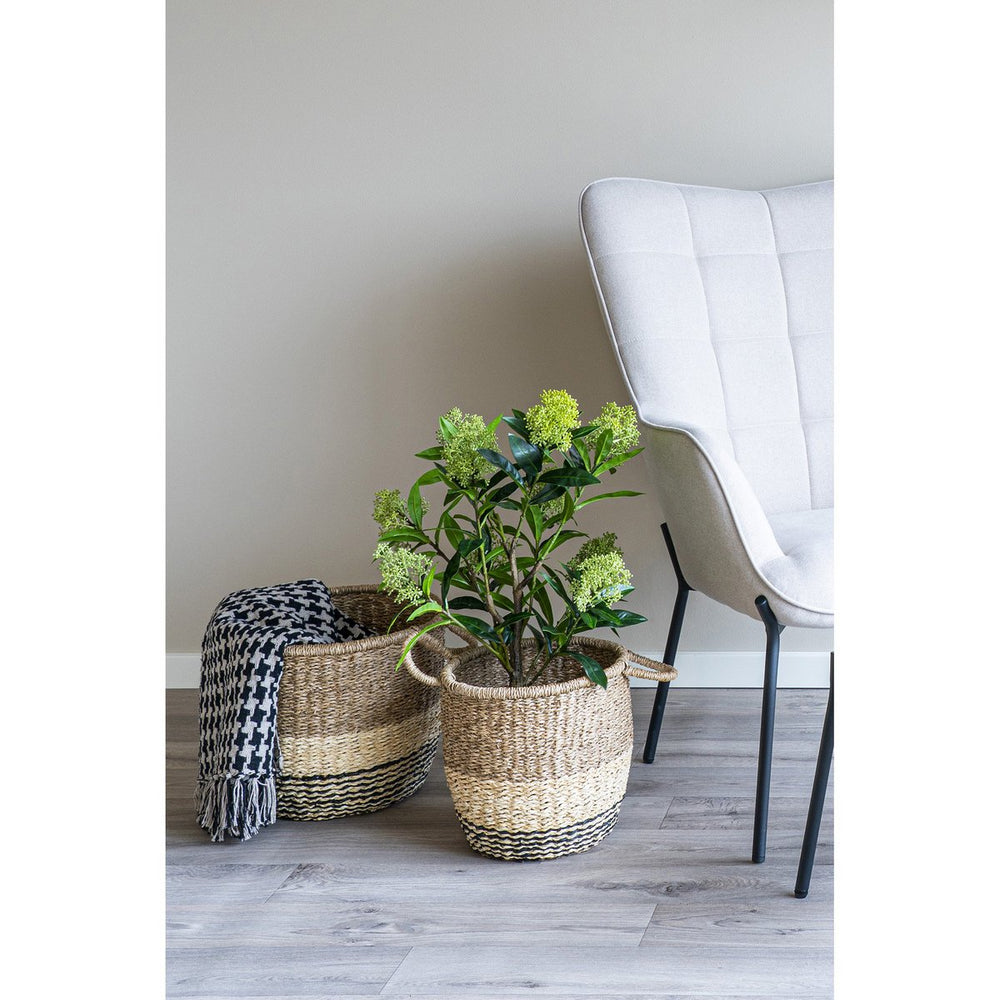 Black and beige plaid throw blanket